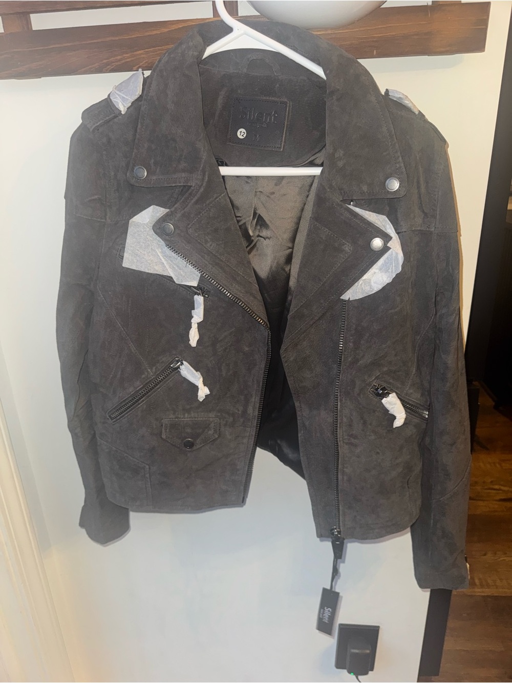 Blank NYC sark grey Suede Jacket with Silent New York Label medium